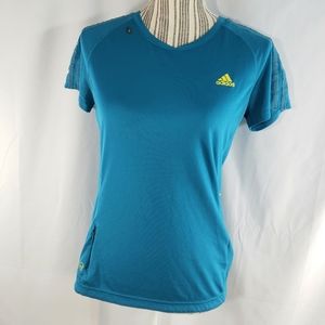 adidas Supernova Blue Tee w/ Zipper Pocket & Ear Bud Slot Size Medium
